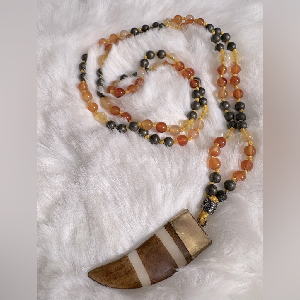 6mm Prosperity Mala Carnelian, Pyrite & Citrine By Just Divine Jewelry